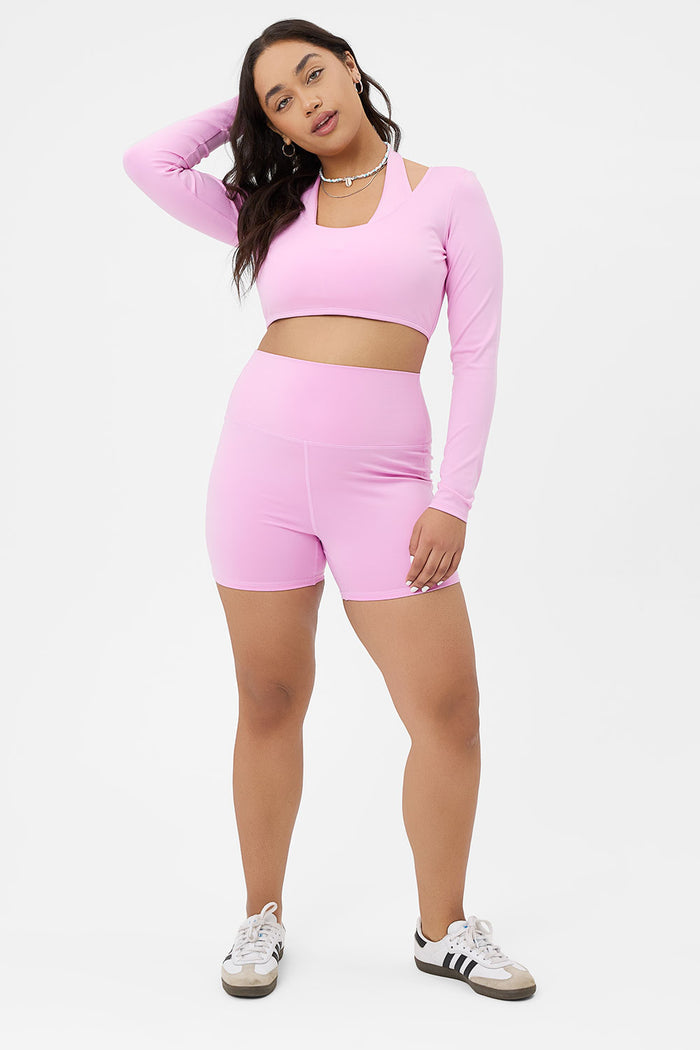 Speedy Long Sleeve Crop Top Baby Pink Extended