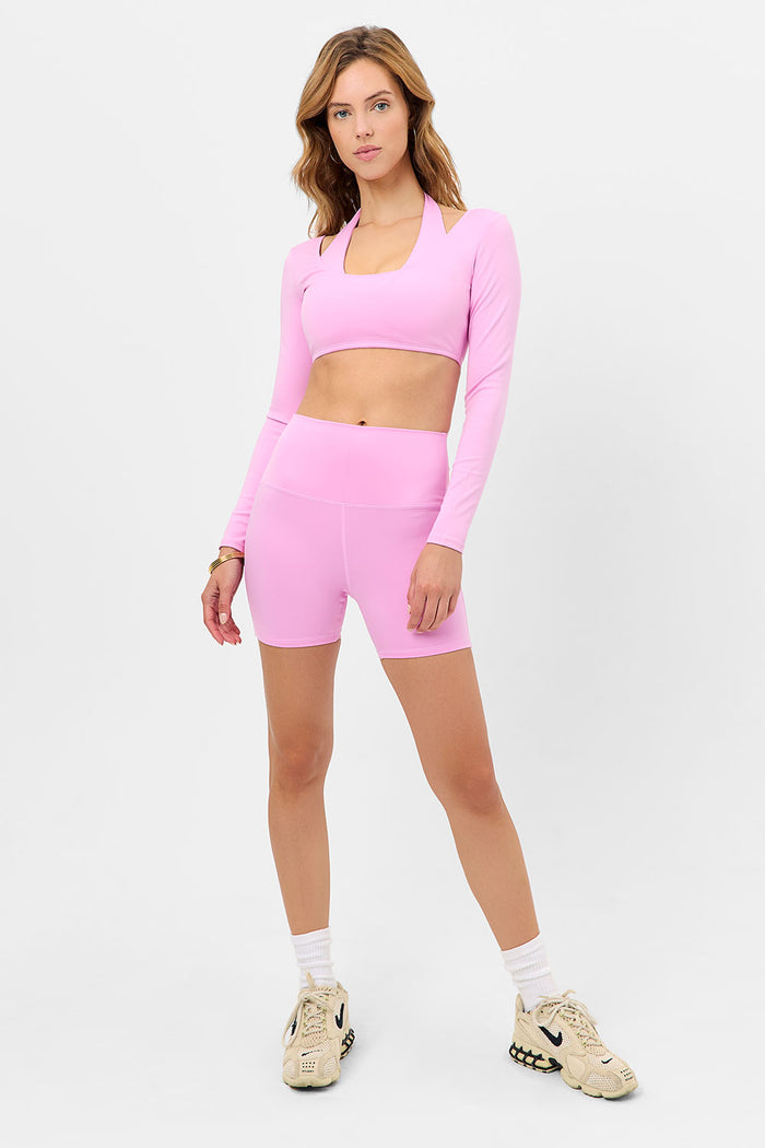 Speedy Long Sleeve Crop Top Baby Pink