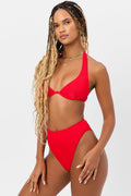 Stardust Ribbed Halter Bikini Top Grenadine
