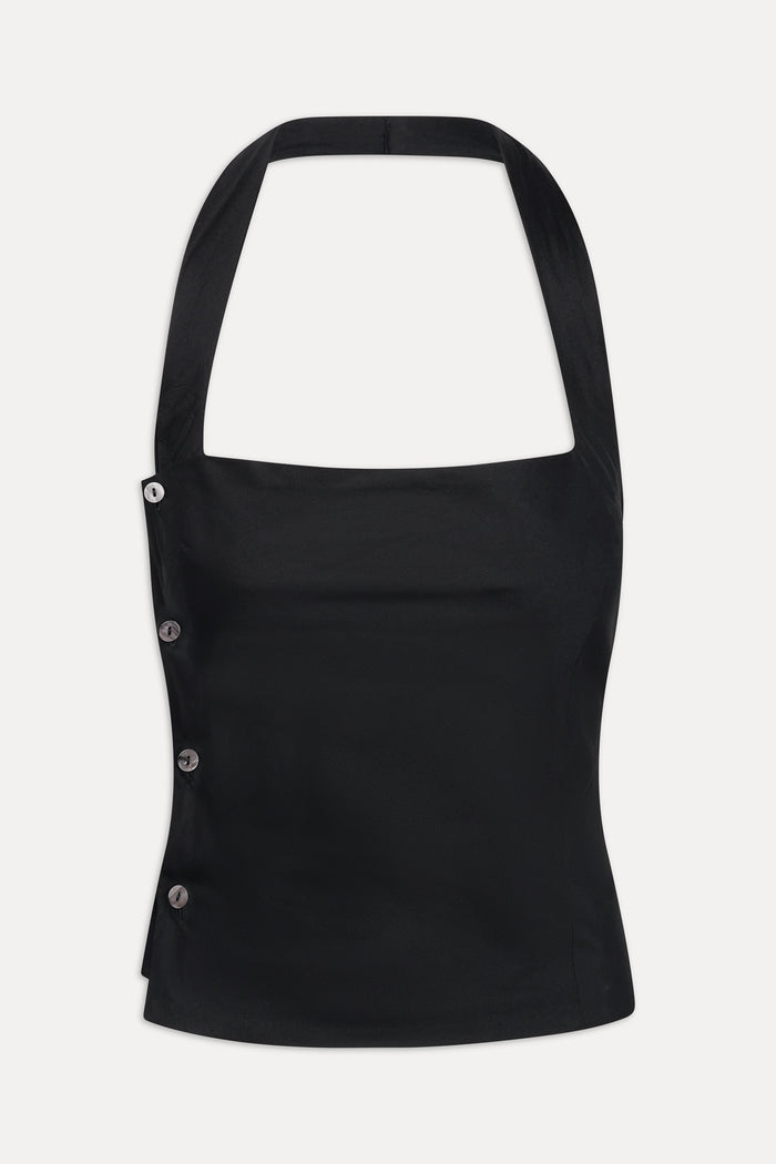 Sterling Cotton Wrap Halter Top - Midnight Serenade