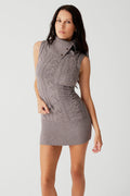 Storm Cable Cloud Knit Mini Dress Dark Pearl