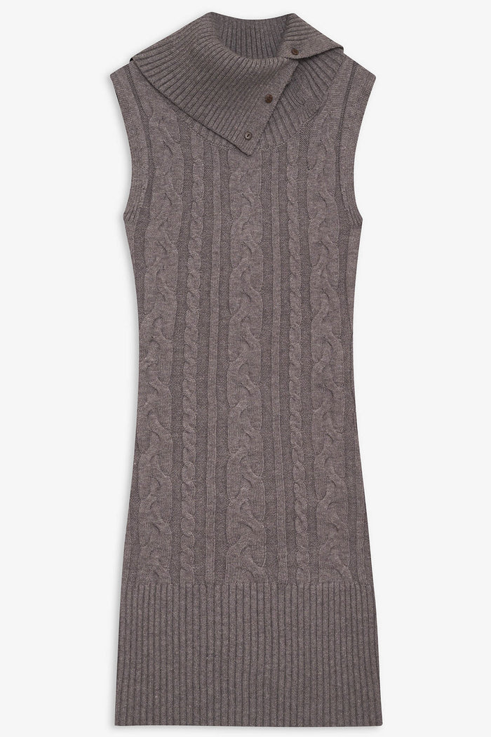 Storm Cable Cloud Knit Mini Dress - Dark Pearl