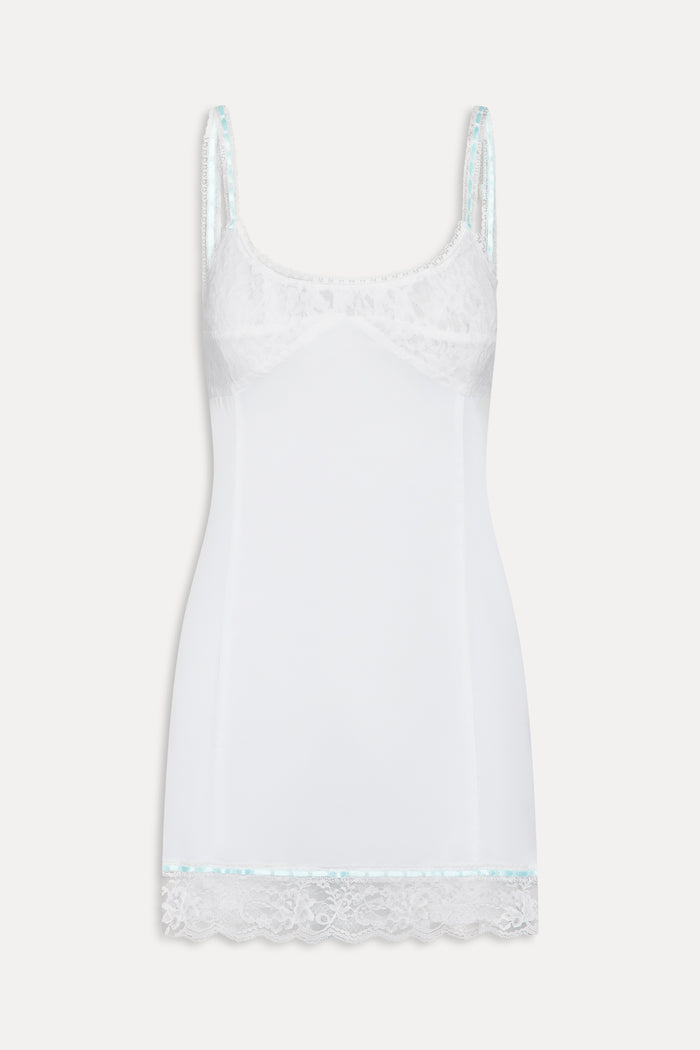 Summer Sonnet Satin Mini Dress - Optic White