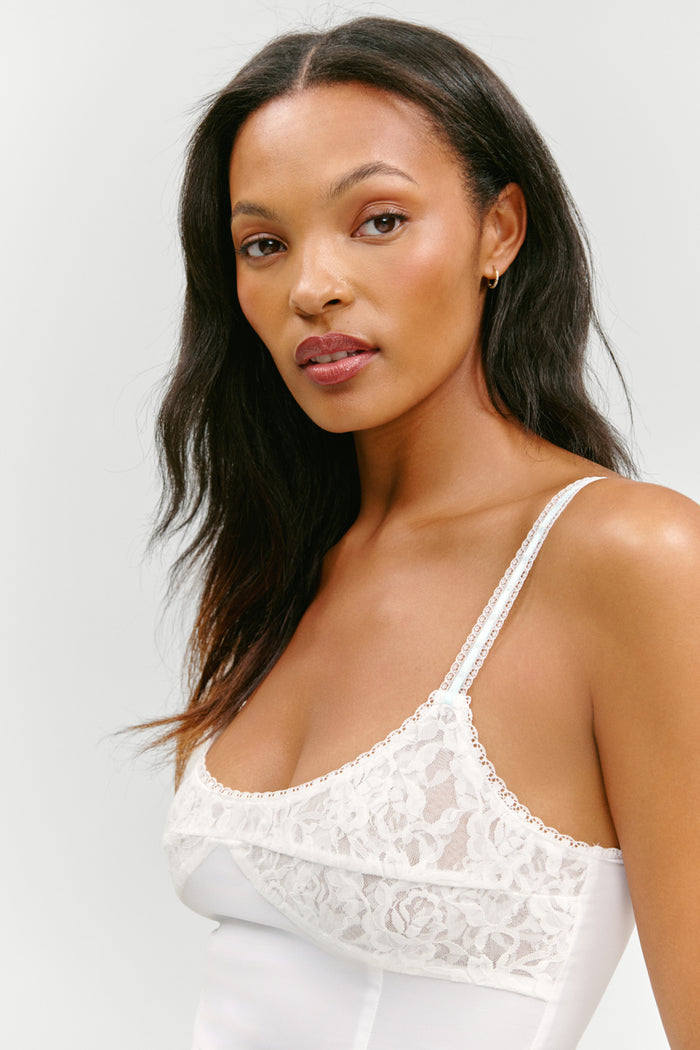 Summer Sonnet Satin Mini Dress - Optic White