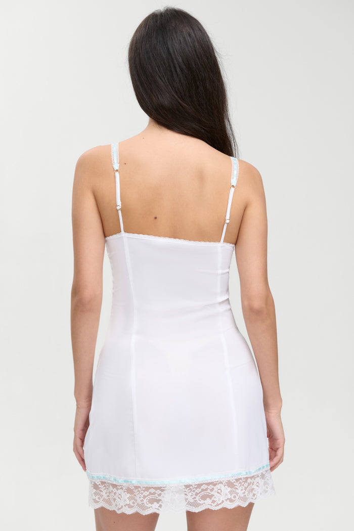 Summer Sonnet Satin Mini Dress - Optic White