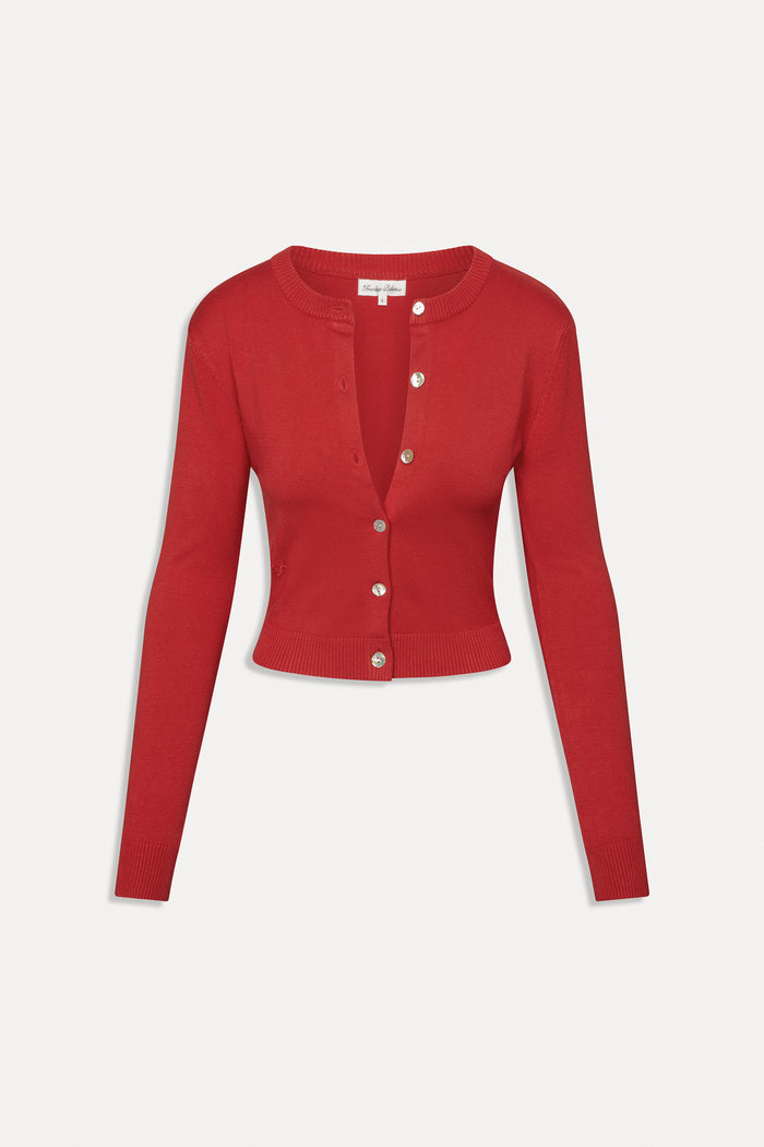 Sundae Cropped Cardigan - Cherry