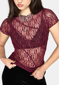 Suri Lace Short Sleeve Tee - Plum