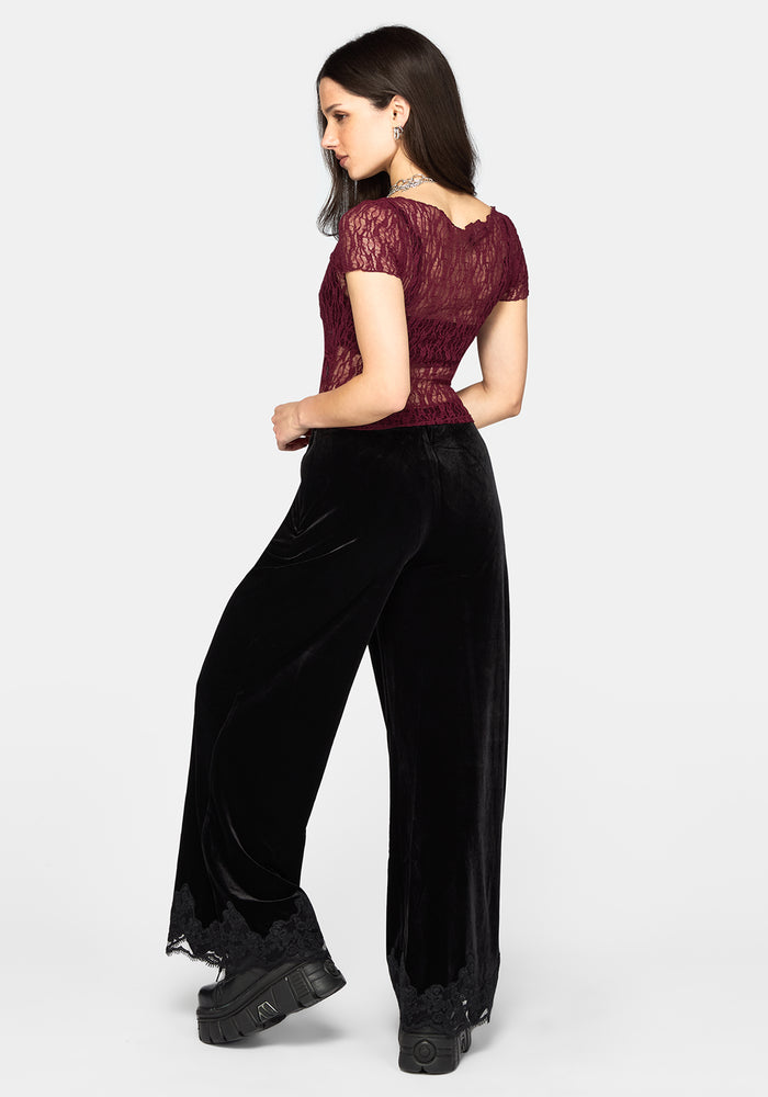 Suri Lace Short Sleeve Tee - Plum