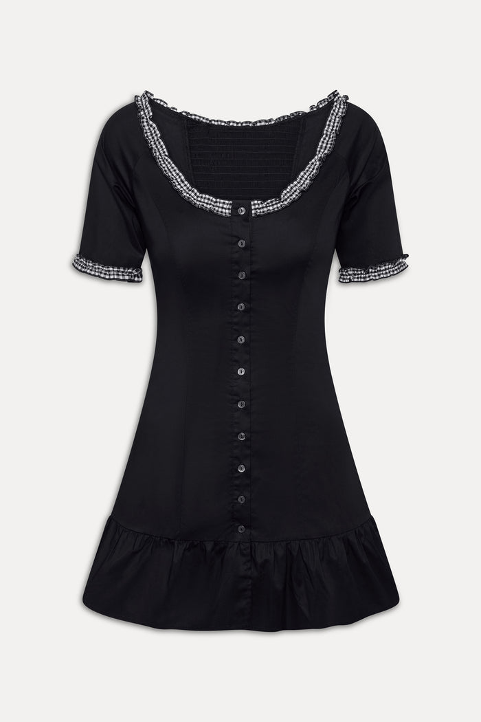 Sweet Dreams Cotton Mini Dress - Black