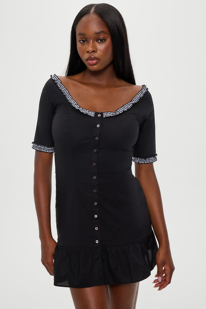 Sweet Dreams Cotton Mini Dress - Black