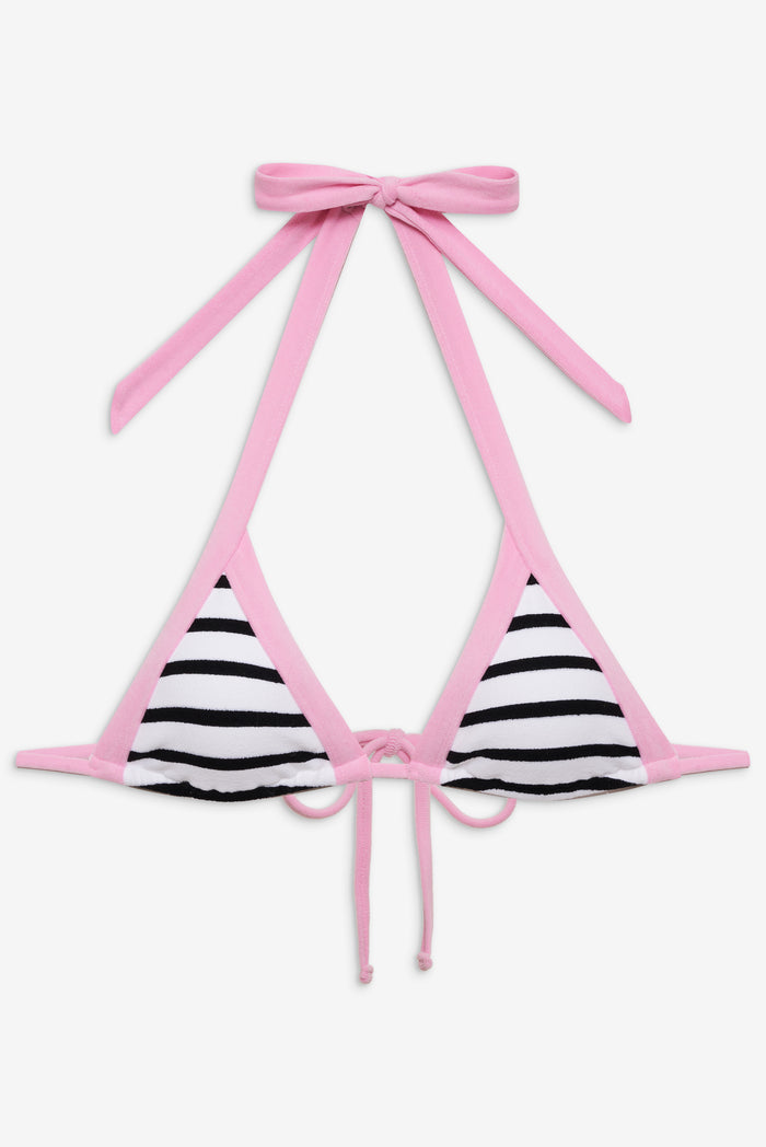 Taite Terry Skimpy Triangle Bikini Top Vintage Stripe