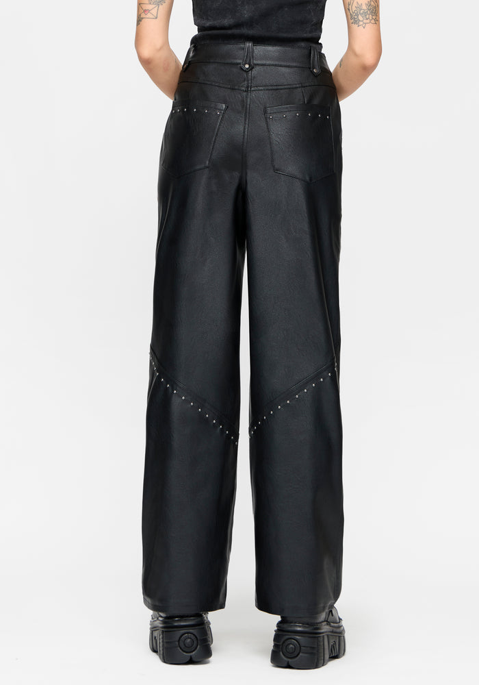 Talia Studded PU Wide Leg Trouser