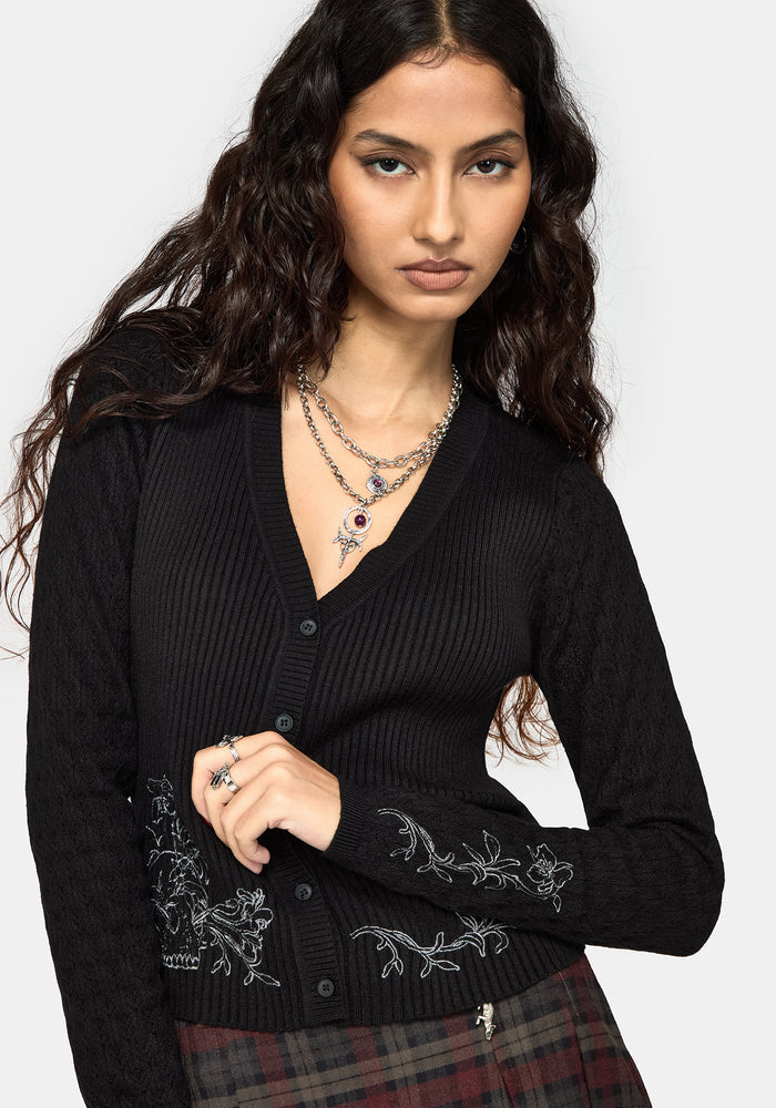 Tantra Skull Embroidered Cardigan
