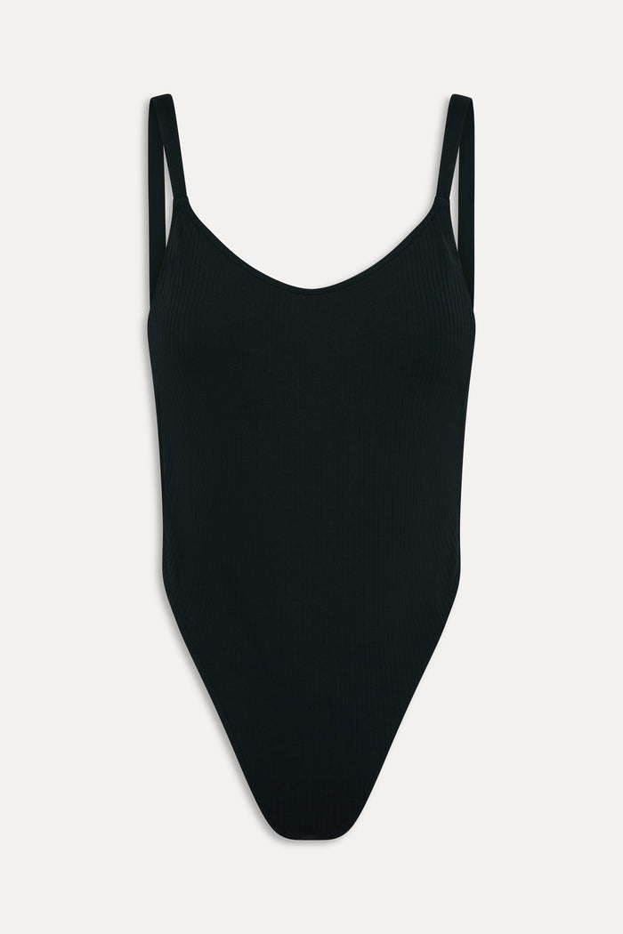 Tasha Ribbed One Piece Swimsuit - Black
