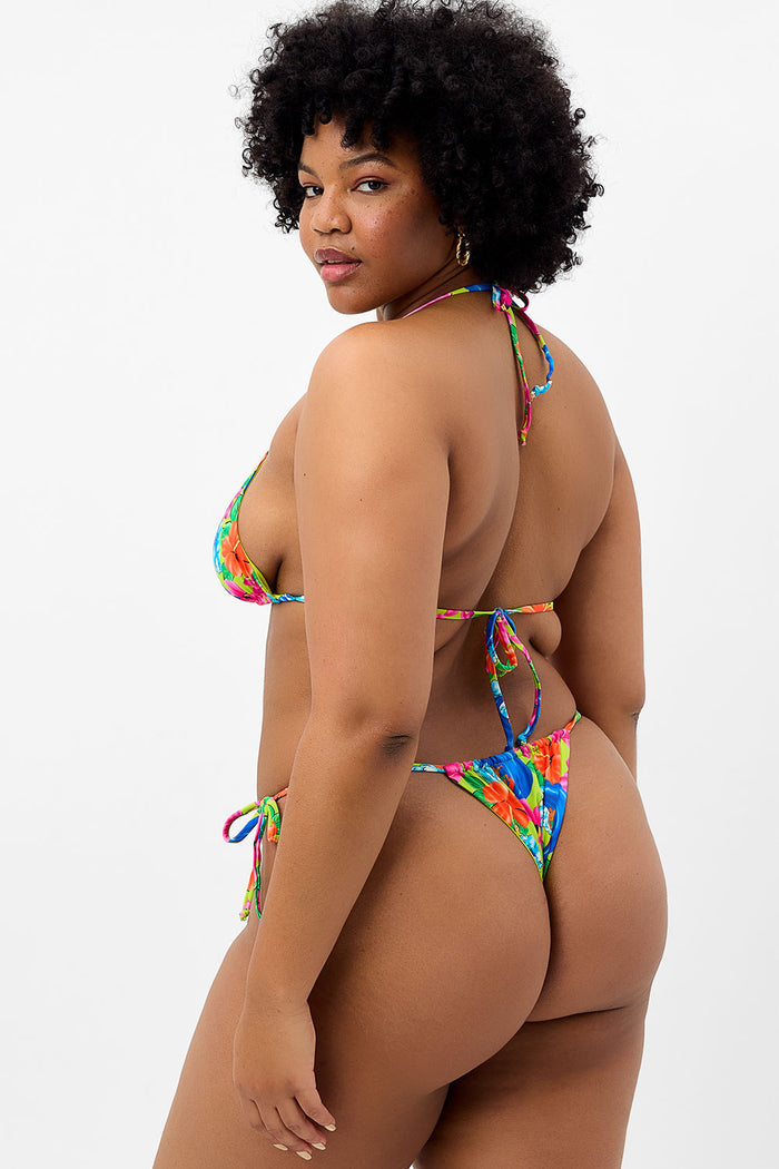 Tia Floral String Bikini Bottom Neon Surfer