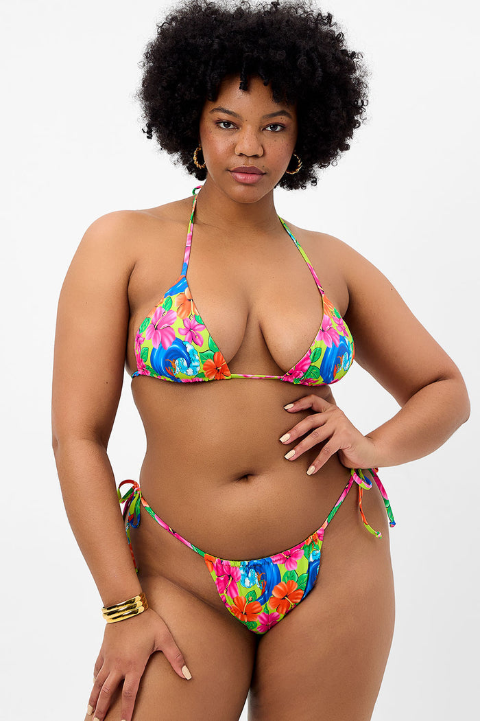 Tia Floral String Bikini Bottom Neon Surfer