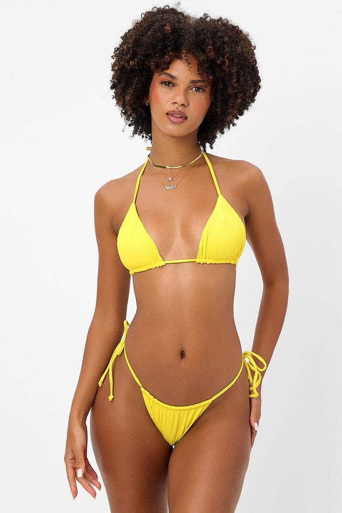 Tia Plissé Triangle Bikini Top Pina Colada