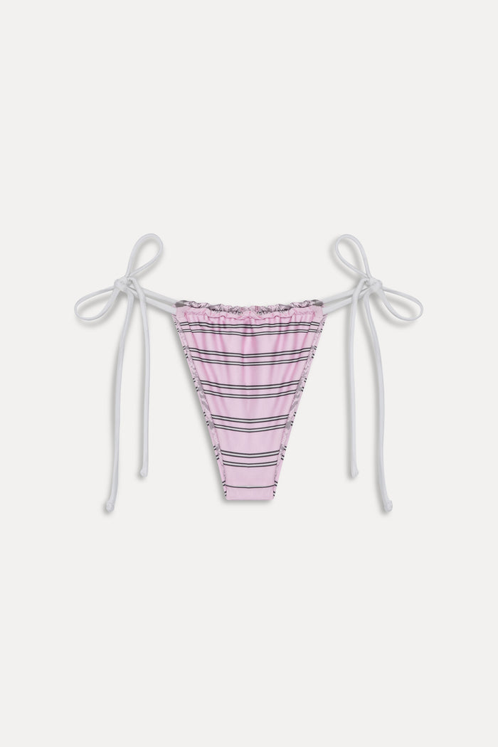 Tia Reversible Shine Bikini Bottom - Pink Stripe
