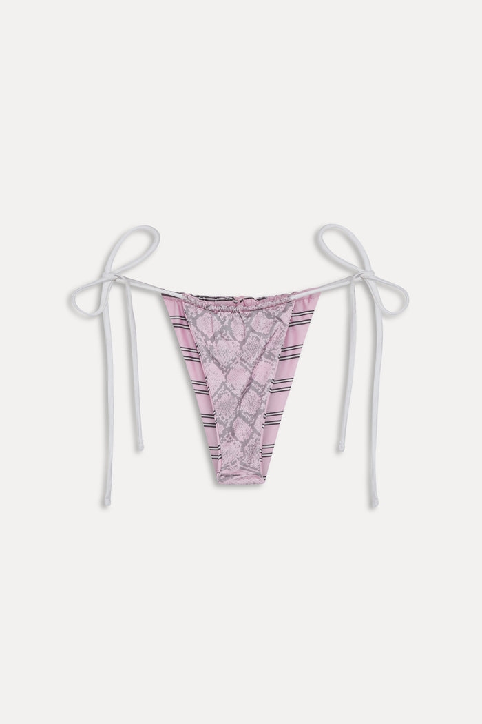 Tia Reversible Shine Bikini Bottom - Pink Stripe