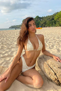 tia triangle nude textured jacquard bikini top