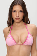 Tide Triangle Halter Bikini Top - Strawberry Lemonade