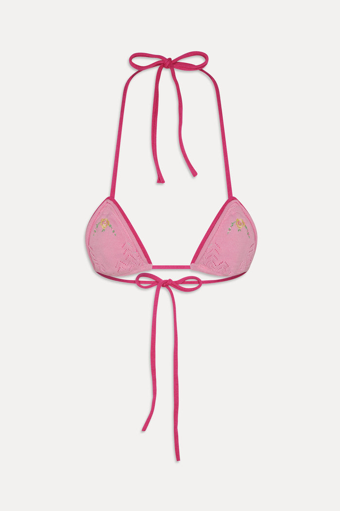 Tide Triangle Halter Bikini Top - Strawberry Lemonade