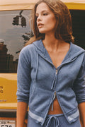 Topanga Cashmere Zip Up Hoodie - Blue Lake