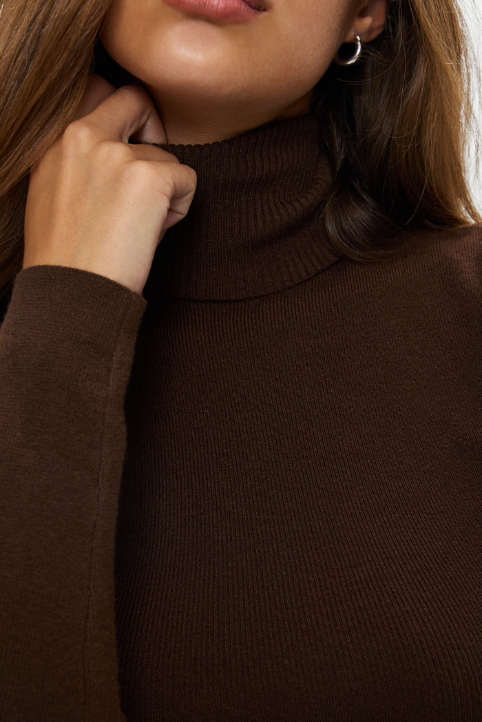 Tucker Knit Turtleneck Sweater - Amber