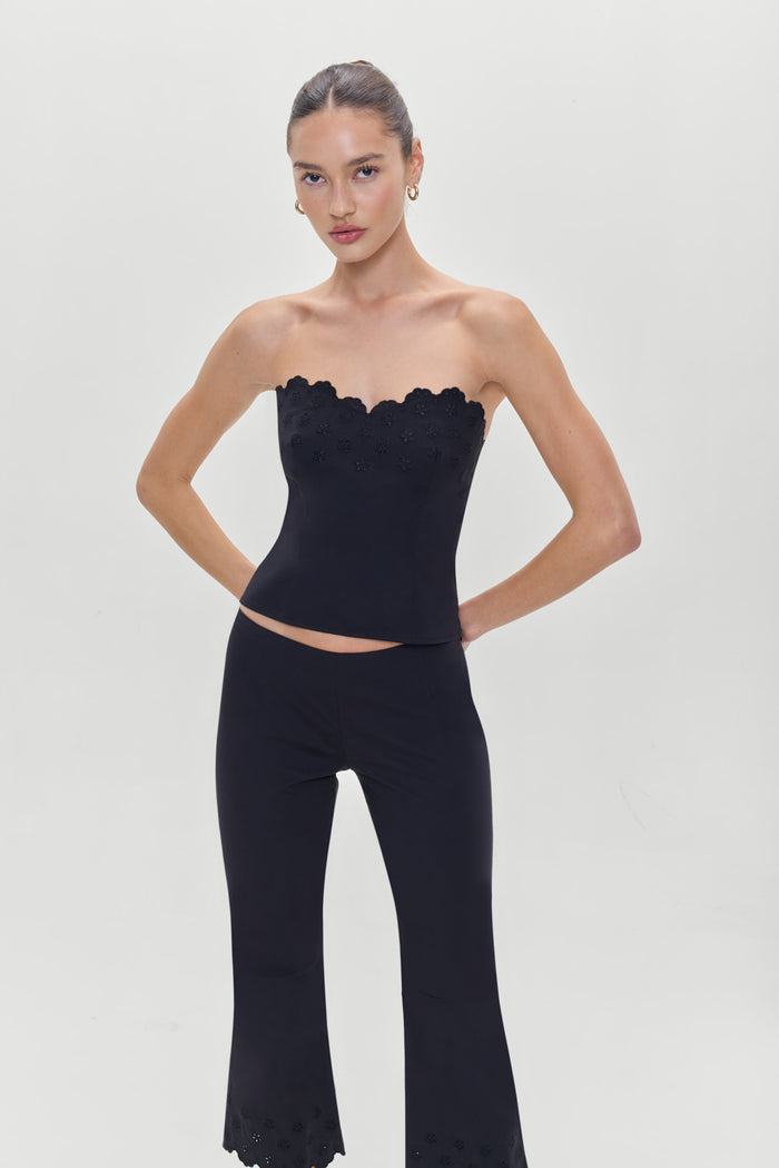 Twilight Embroidered Corset Top Black