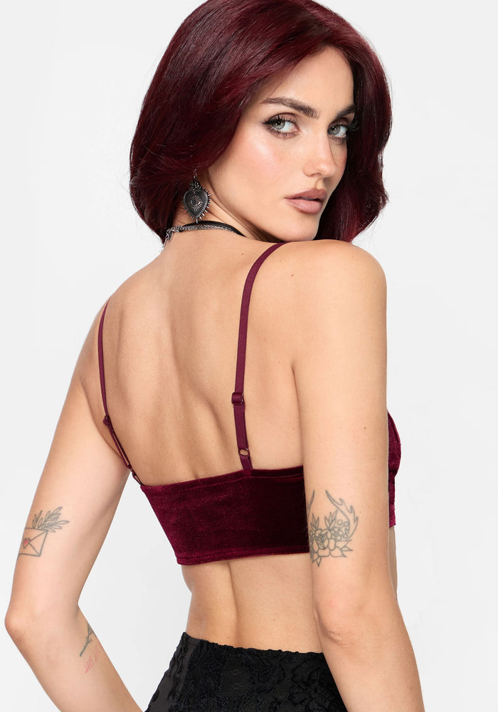 Unholy Velour Bralet - Burgundy