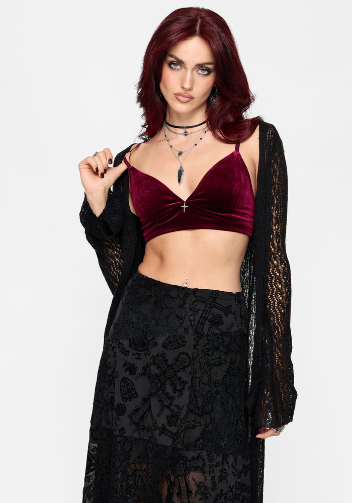 Unholy Velour Bralet - Burgundy