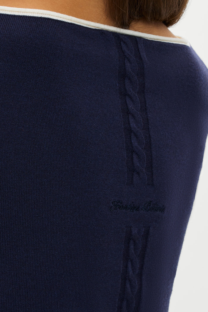 Vail Off The Shoulder Knit Shirt - Deep Sea