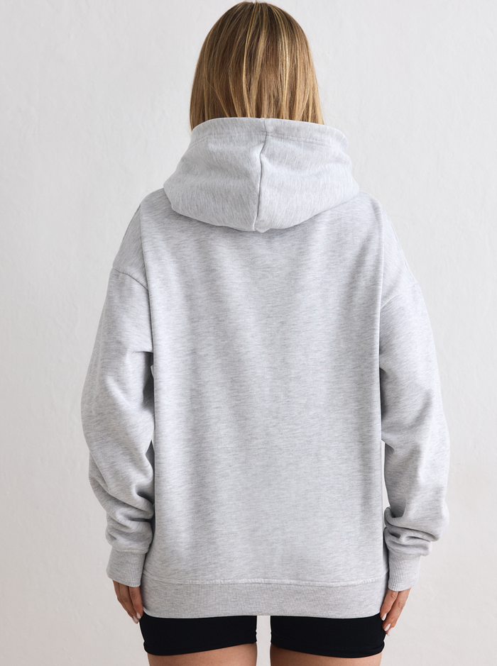Varsity Boxy Hood in Light Grey Melange