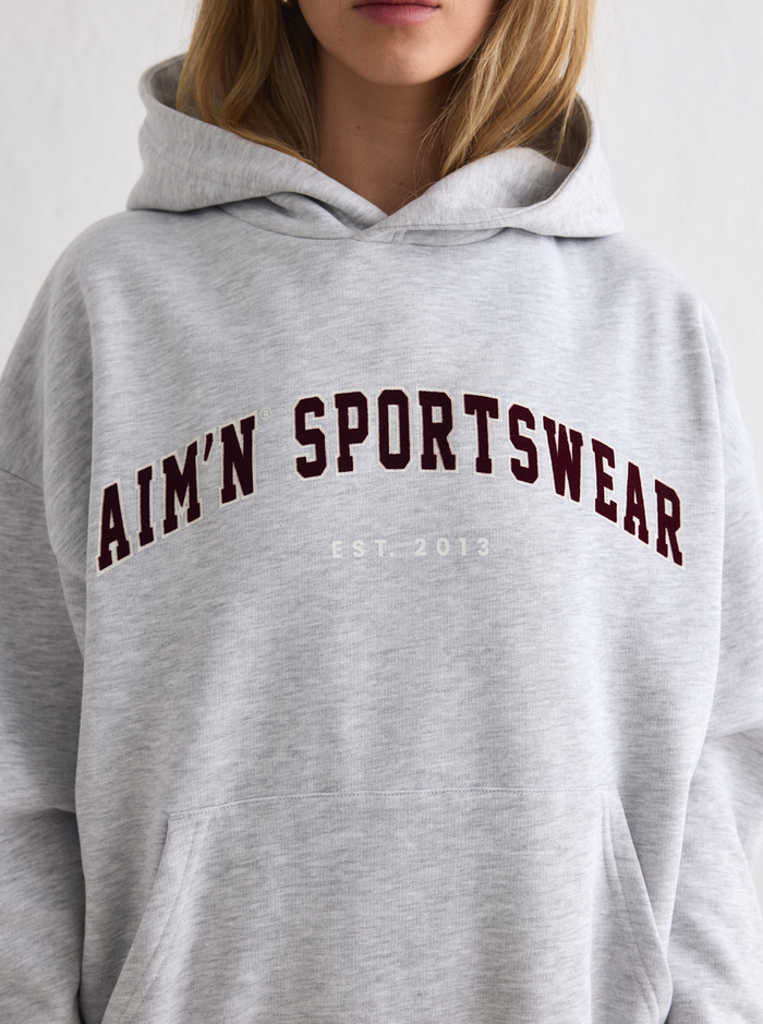 Varsity Boxy Hood in Light Grey Melange
