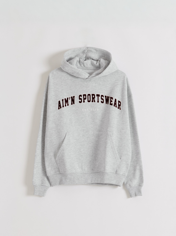 Varsity Boxy Hood in Light Grey Melange