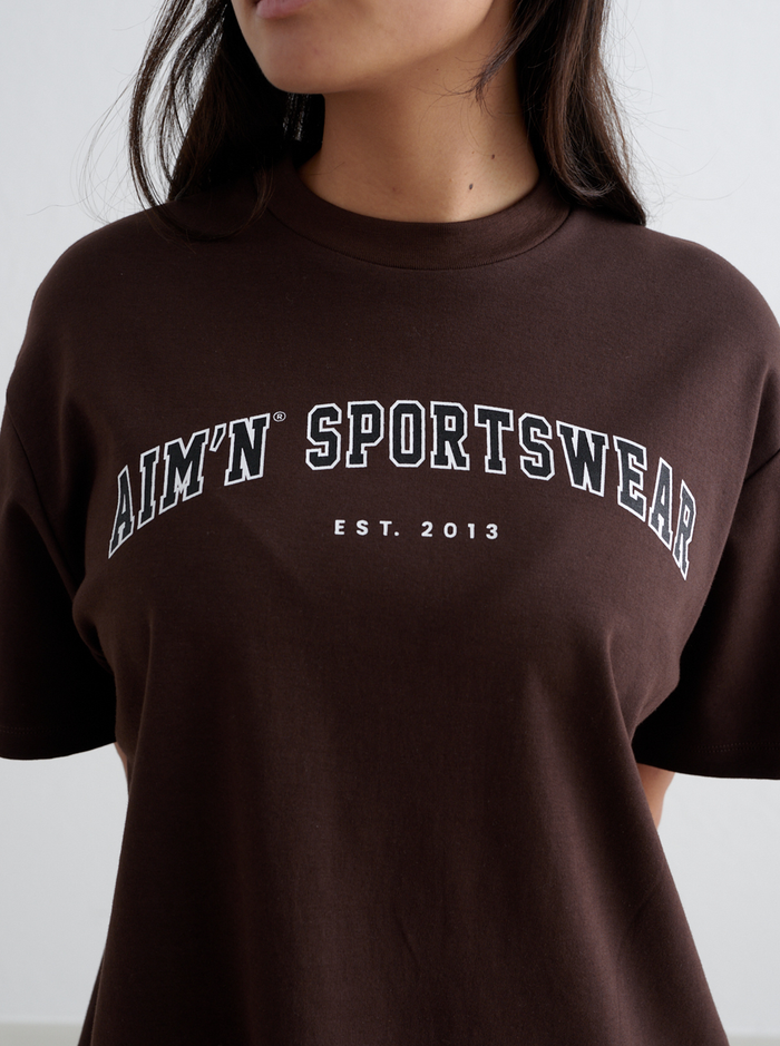 Varsity Boyfriend T-Shirt in Chocolate