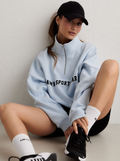 Varsity Half Zip Sweat in Aura