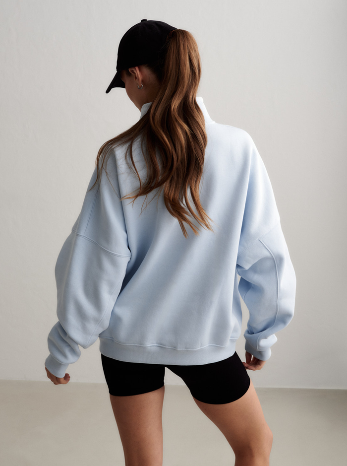Varsity Half Zip Sweat in Aura