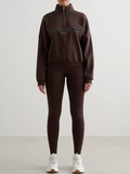 Varsity Sweat Half Zip in Chocolate