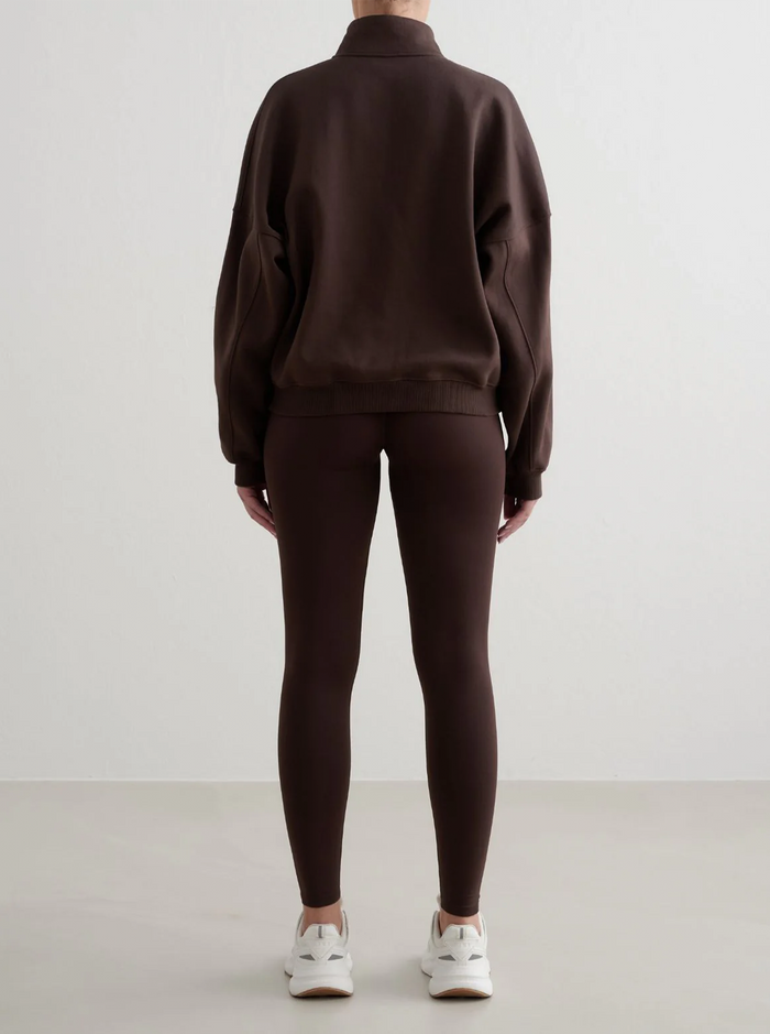 Varsity Sweat Half Zip in Chocolate