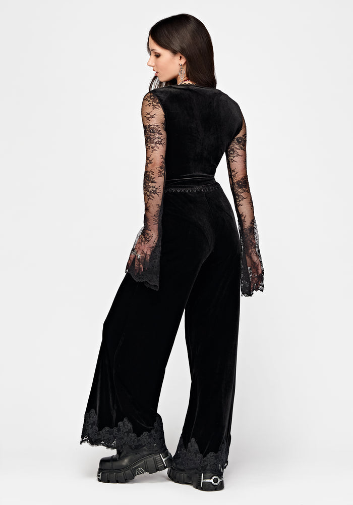Velis Embroidered Long Sleeve Velour Bodysuit