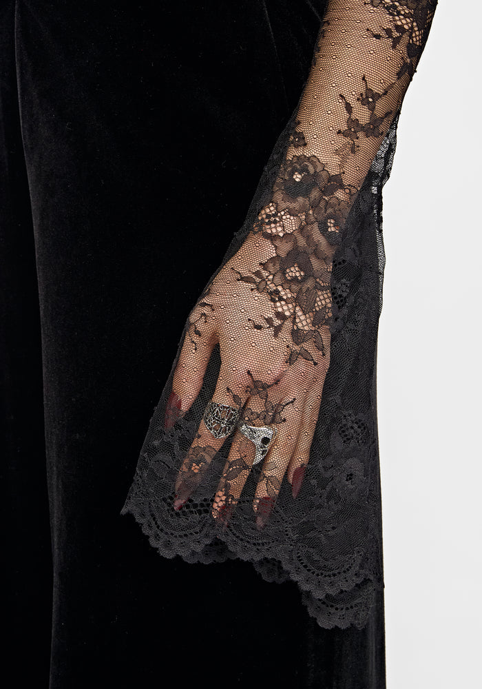 Velis Embroidered Long Sleeve Velour Bodysuit