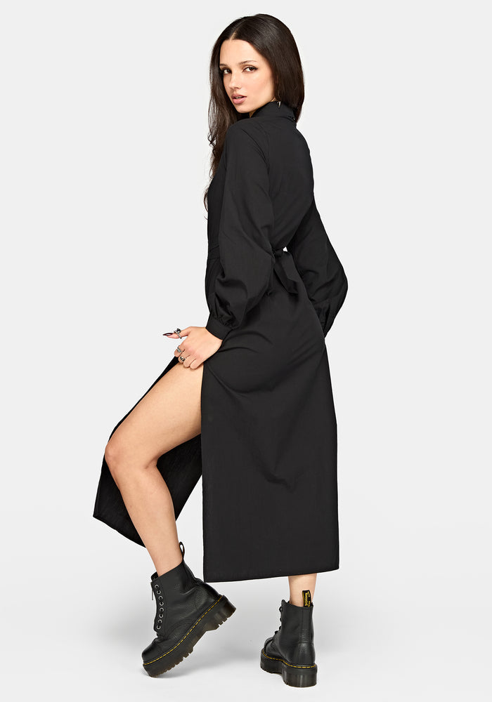 Velis Embroidered Placket Midaxi Dress