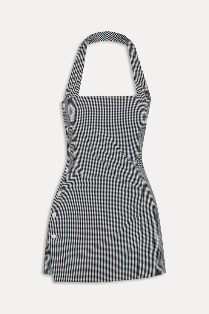 West Cotton Wrap Mini Dress - Morning Gingham