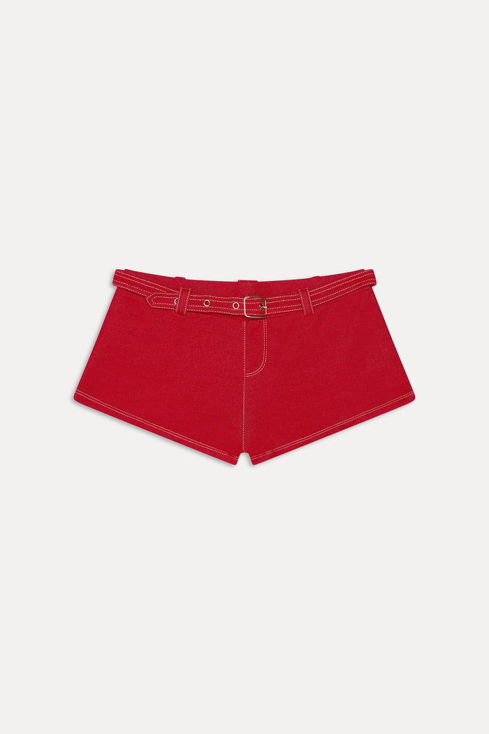 Wrangler Denim Booty Shorts - Red Denim