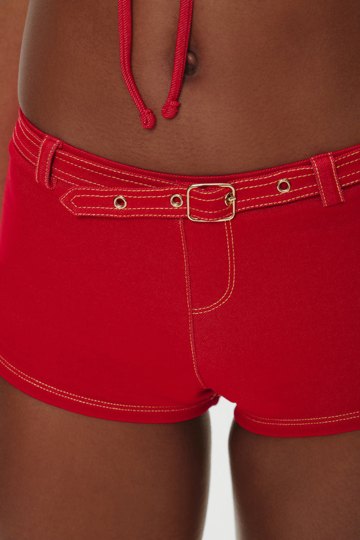 Wrangler Denim Booty Shorts - Red Denim
