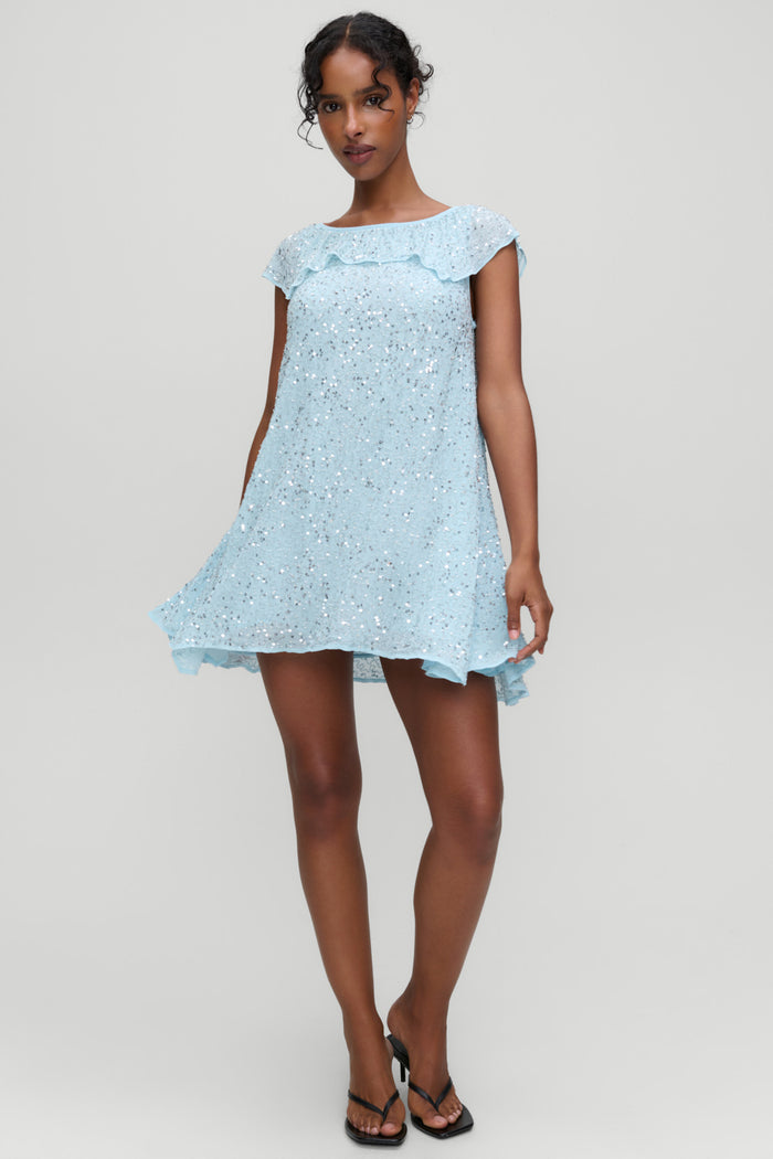 x Devon Lee Carlson Daydream Sequin Mini Dress - Blue Bloom