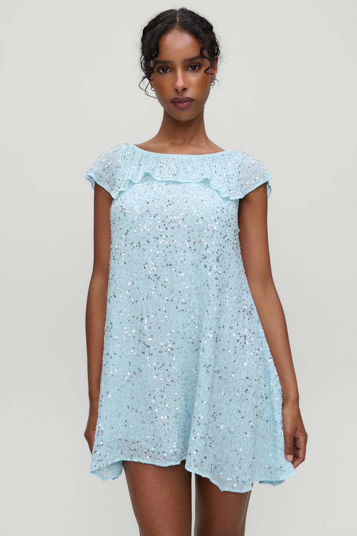 x Devon Lee Carlson Daydream Sequin Mini Dress - Blue Bloom