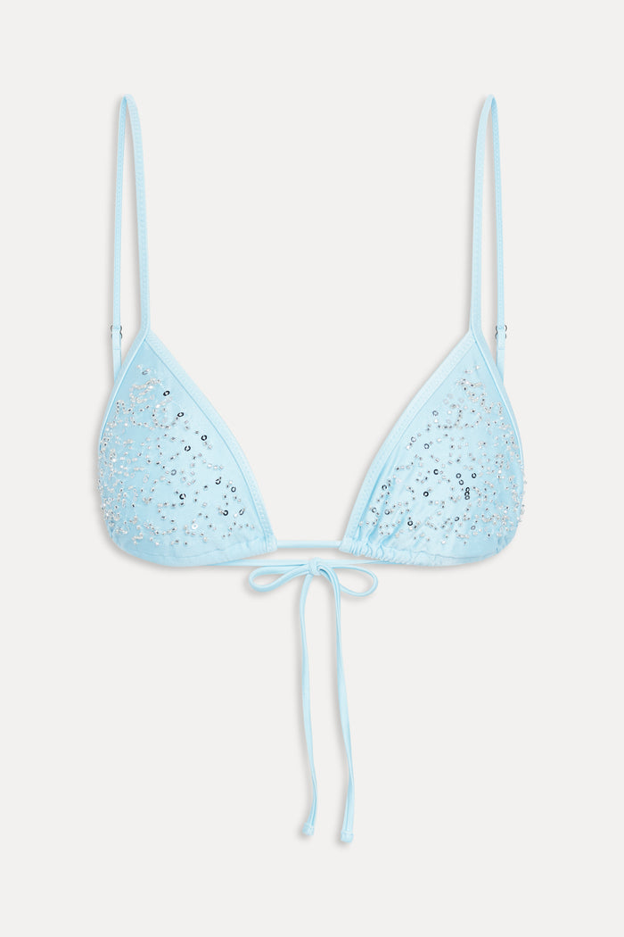 x Devon Lee Carlson Elena Sequin Bikini Top - Blue Bloom