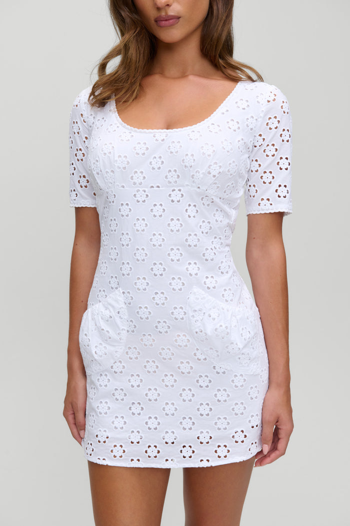 x Devon Lee Carlson Lee Eyelet Mini Dress - Fluff